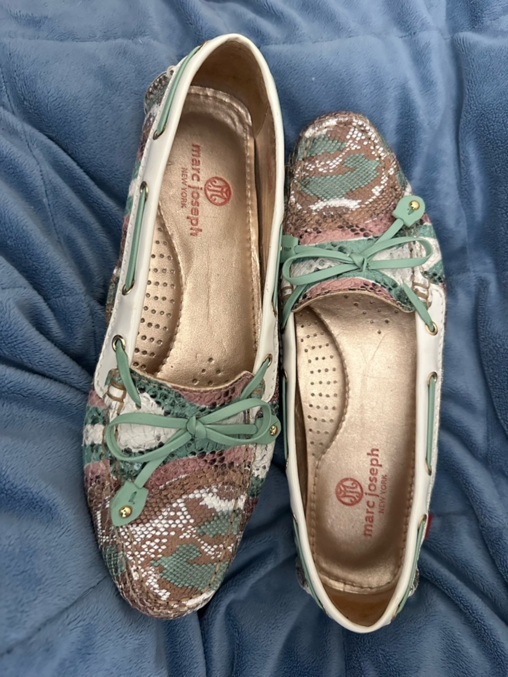 Marc Joseph Women's Cypress Hill Green Multi-Color Leather Moccasins